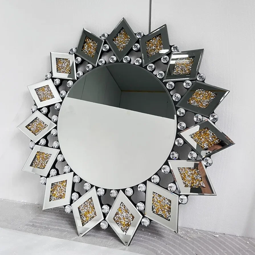 

Round Luxury Entrance Art Decorative Wall Mirror Living Room Foyer Sofa Background Bathroom Mirror