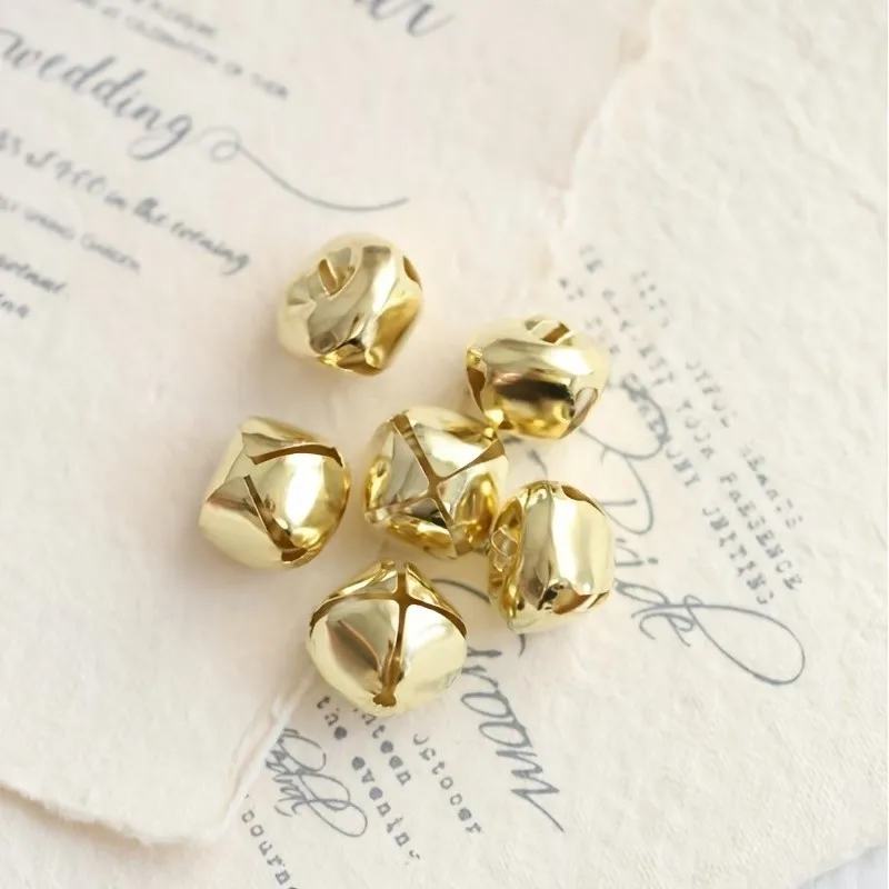 120 pcs 8mm Cross Bells, Cross Shape Design, Pet Collar Charm Christmas Tree Decor, Clear Crisp Sound, Gold
