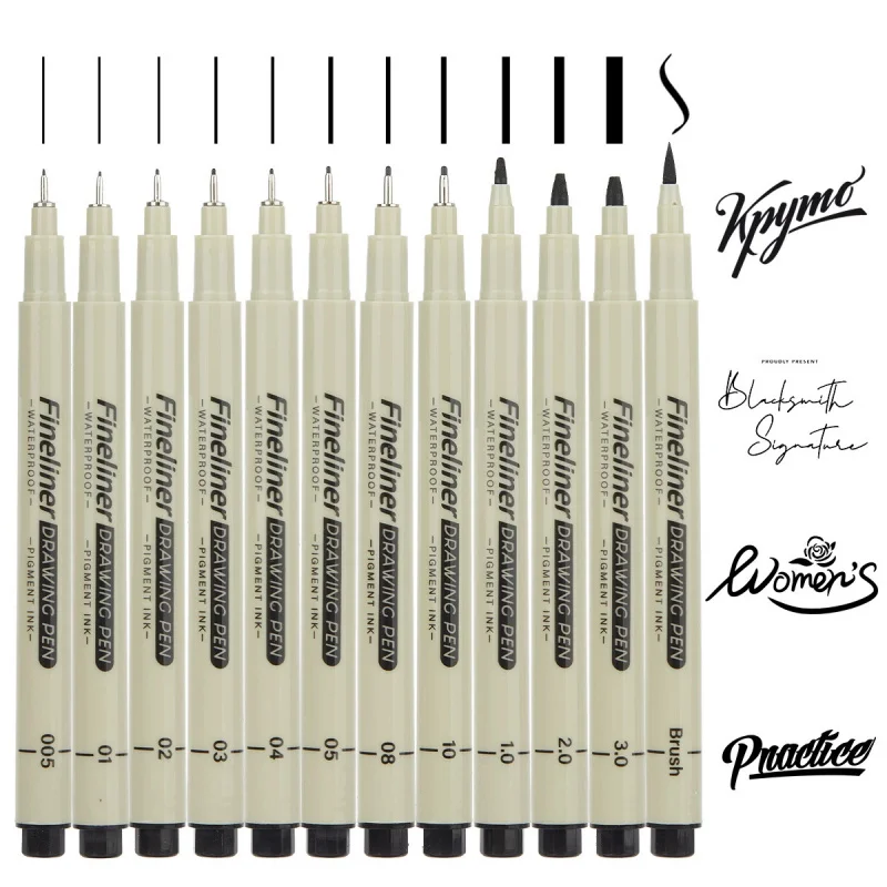 Art Pens,Fineliner Ink Pens,Set of 12 Technical Drawing pen,Fine Point,Waterproof,for Art Watercolor,Sketching, Micro Drawing