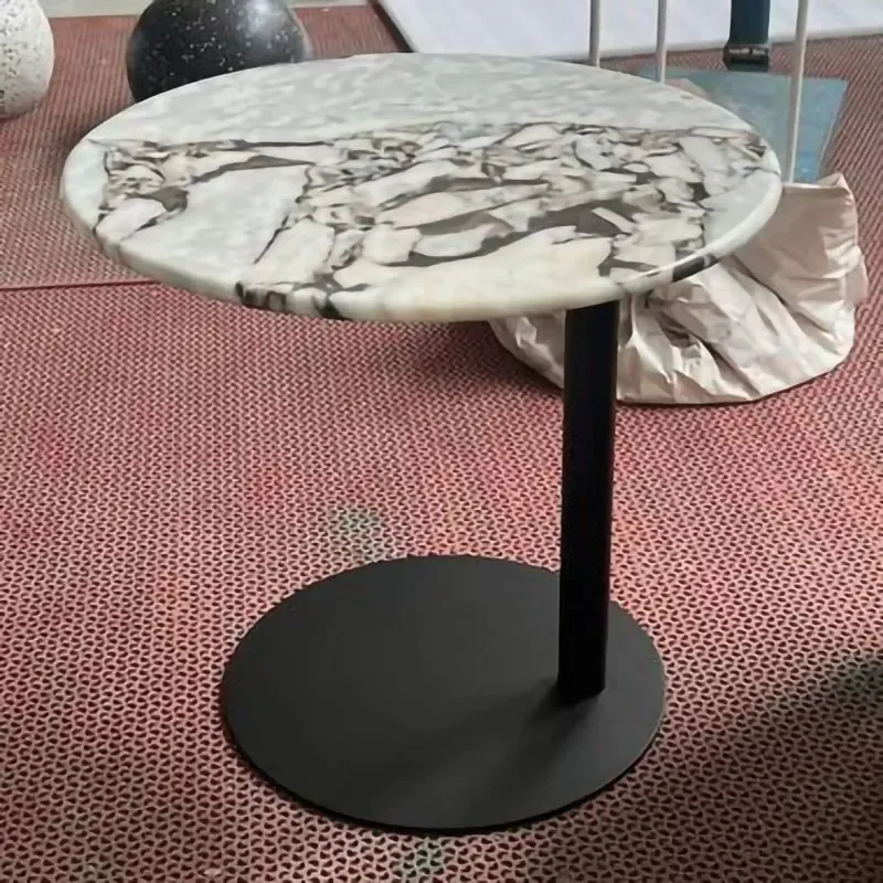 【Natural】Nordic Wabi-sabi Natural Marble C-Shaped Side Table, Light Luxury Designer Sofa & Bedside Table, Customizable
