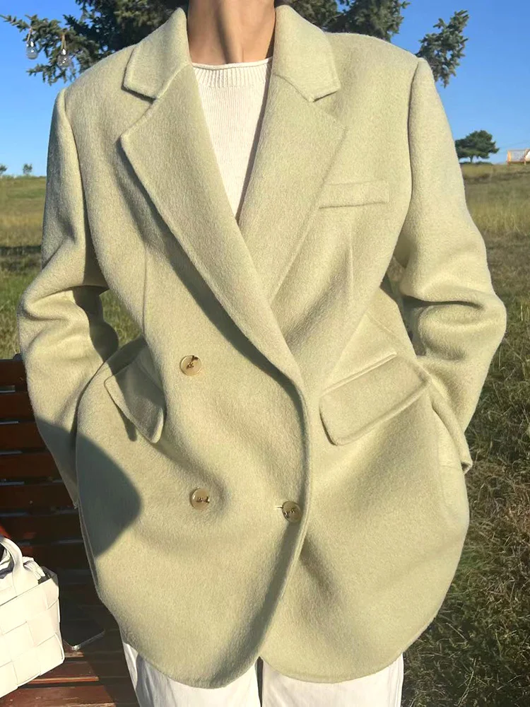 

Korean Suit Collar Shoulder Pad Double sided Wool Coat Women's Short 2023 Autumn/Winter New Wool Coat