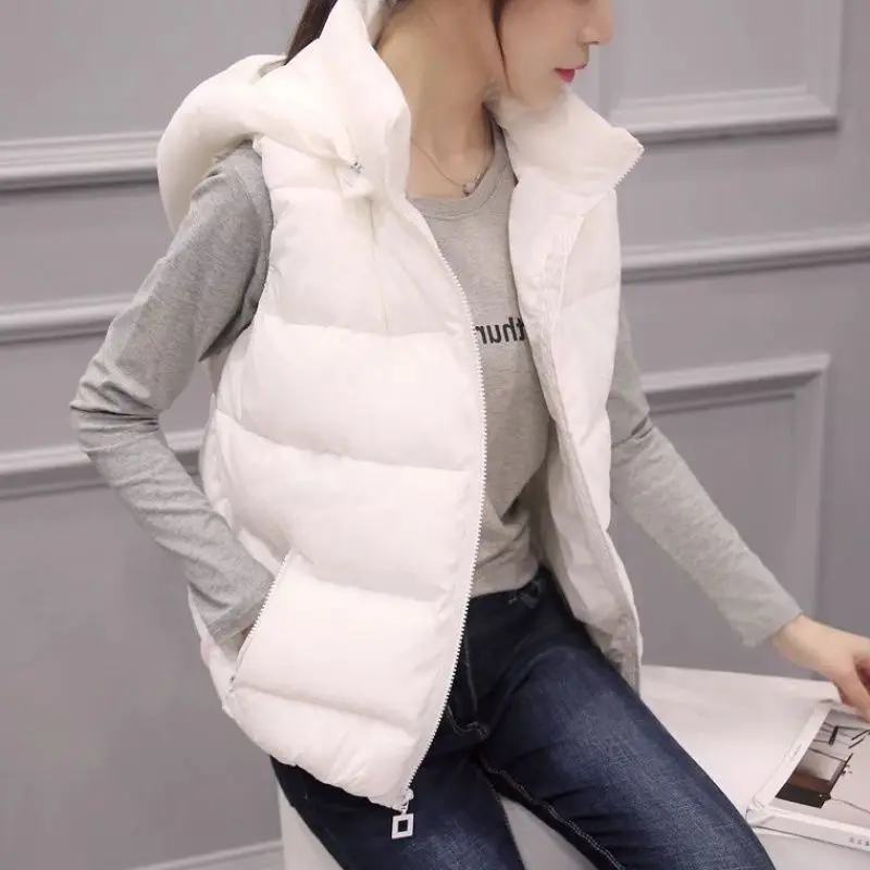 2023 Autumn Winter Woman Sleeve Down Cotton 4XL Vest Fashion Padded Vests Outerwear Women's Clothes