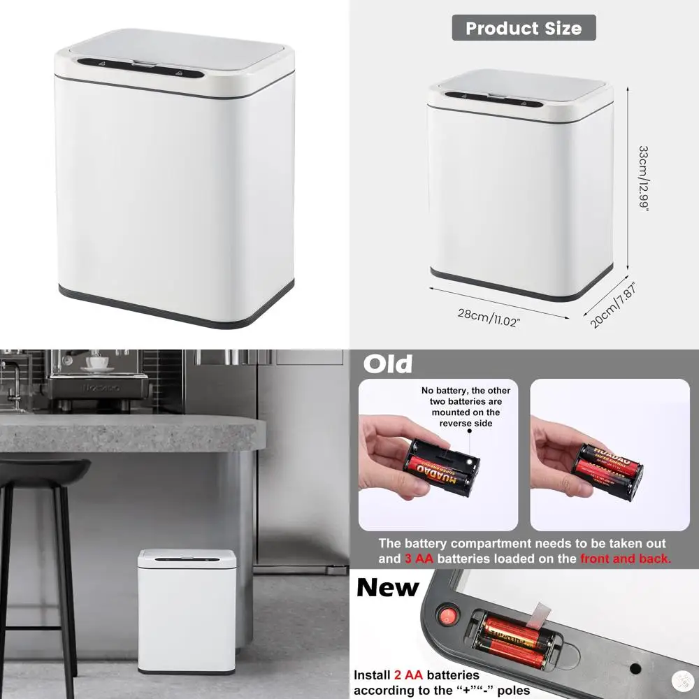 

Touchless Motion Sensor Smart Trash Can Automatic Waste Bin for Kitchen Office Stainless Steel Garbage Can with Long Tail Keywor