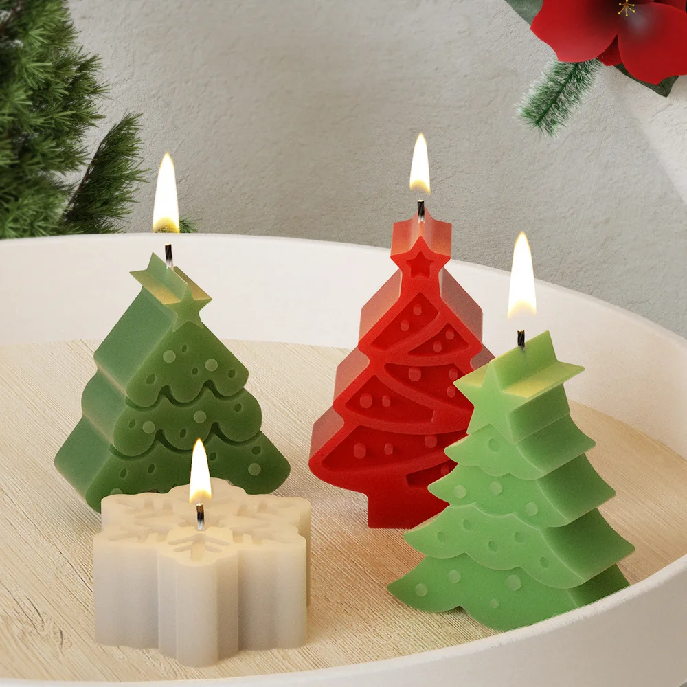 DIY Christmas Candle Silicone Mold Snowflake Reindeer Gingerbread Man Shape  Aromatherapy Candle Handmade Mould Gift Xmas Decor