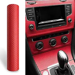 3D Carbon Fiber Vinyl Car DIY Wrap Sheet Roll Film Sticker Decal - Red Color 127X30cm 50