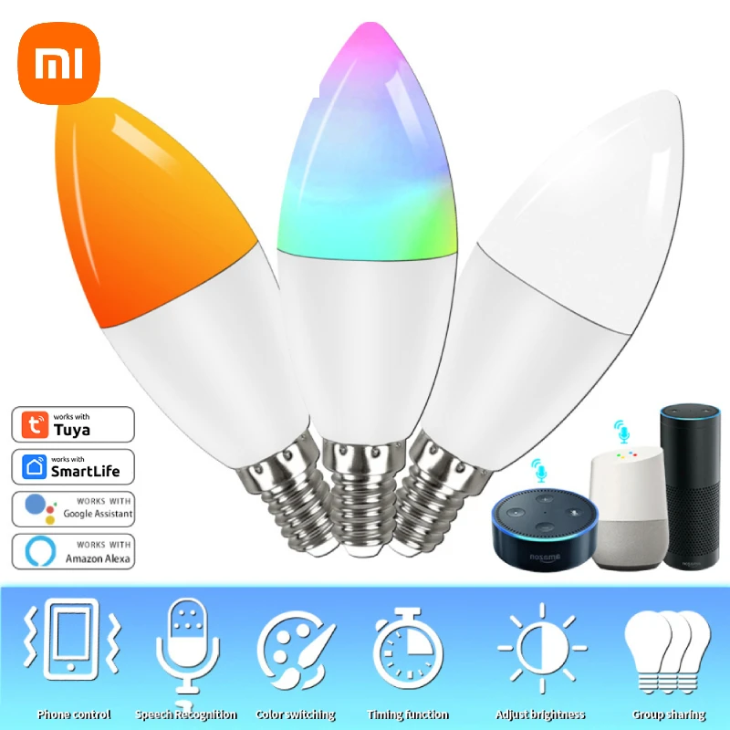 E14 Smart Wifi Led Light Bulb 5/7/9W RGBCW Led Lamp Works With Alexa Amazon Home Yandex Alice Smartthings