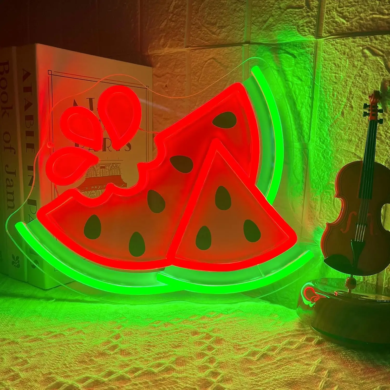 

Watermelon Neon Sign UV Print USB Dimmable LED Neon Light for Room Bedroom Restaurant Bar Club Fruit Shop Party Decoration
