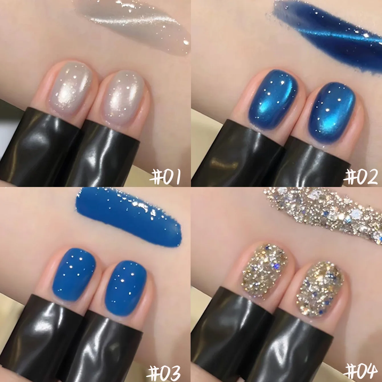 SHAKA 1pcs Summer Popular Whitening Ice Transparent Blue Cat Eye Flash Glitter Nail Art Versatile Blues Poetry Gel Nail Polish