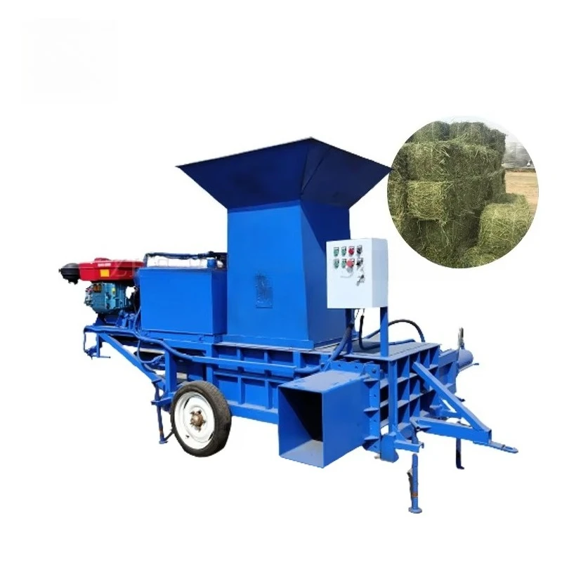 Two Cylinder Hydraulic Square Silage Hay Baler Commercial Straw Compression Baling Packing Machine