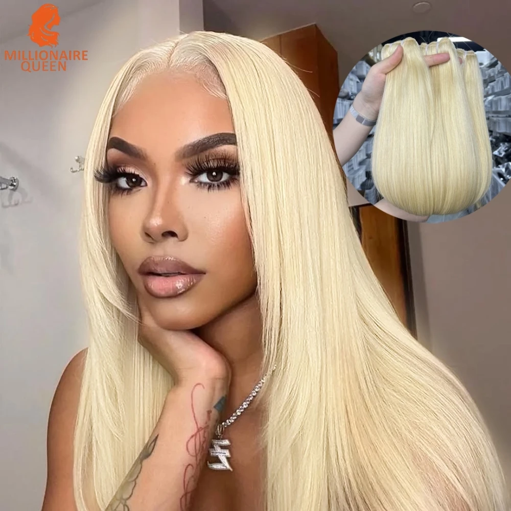 

Millionaire Queen 15A 100% Raw Human Hair Super Double Drawn Weaving 613 Straight Bundles Weaving Raw Peruvian Human Hair Weave