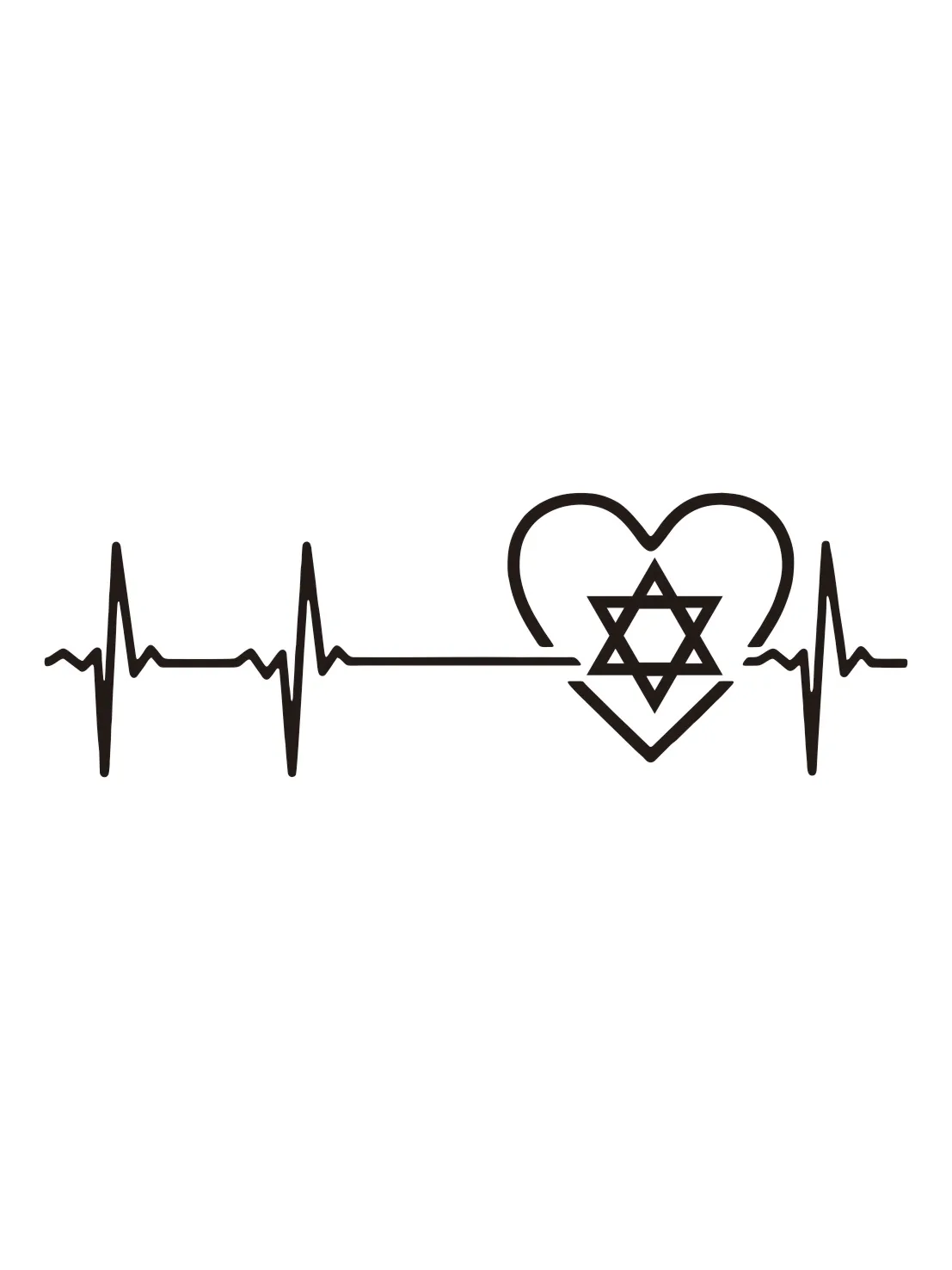 20 cm Heartbeat Line & David Star autosticker - waterdichte vinylsticker voor doe-het-zelf auto-styling en accessoires