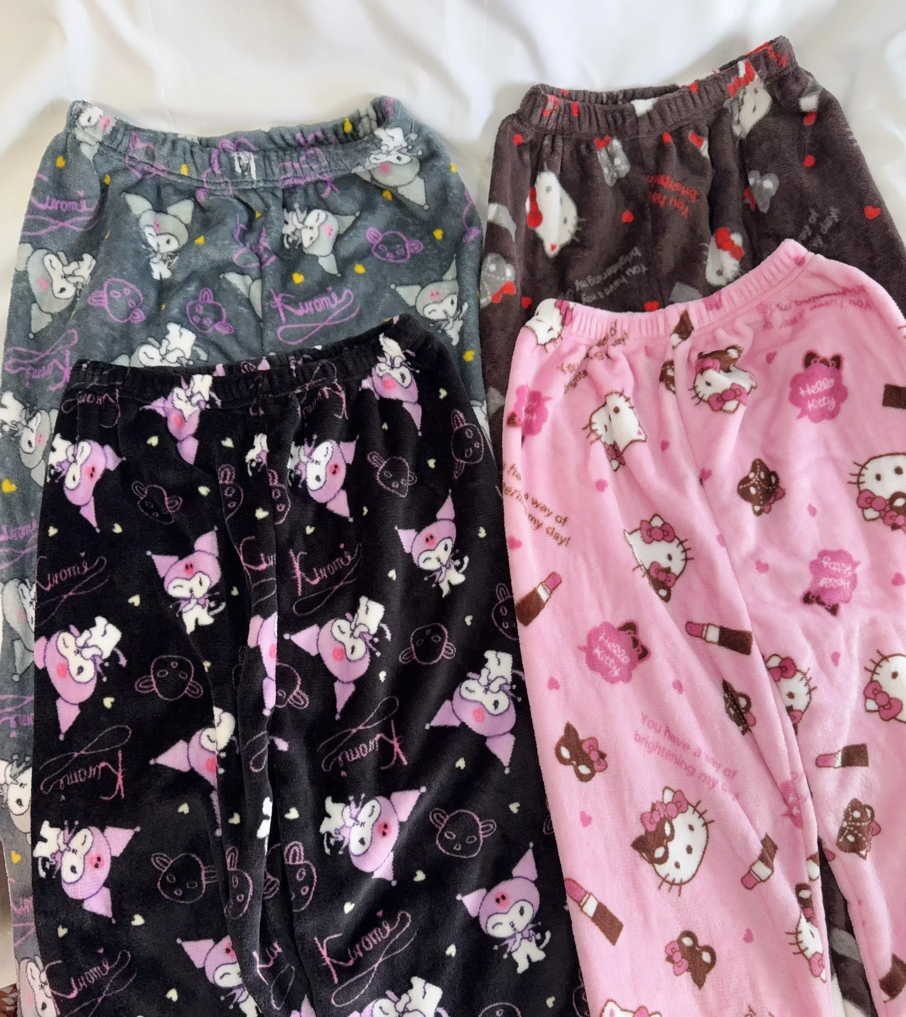 Hello Kitty Flanellen Pyjamabroek Anime Cartoon Sanrio Home Broek Kuromi Paar Thuis Nachtkleding Broek Vrije tijd Thuis Kleding