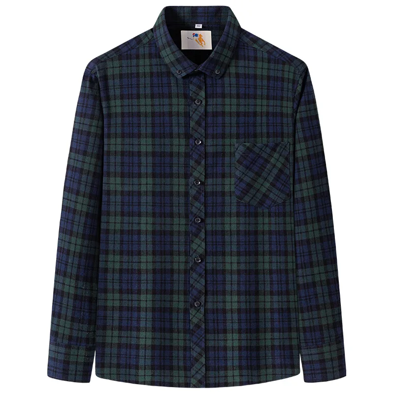 8XL Fashion Classic Plaid Shirts for Men Long Sleeve 100 Cotton Single Pocket Casual Men Shirts Long Sleeve Plus Size Slim Fit