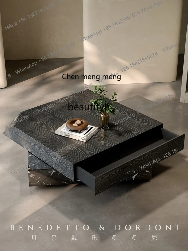 

Living room coffee table light luxury high-end Italian marble minimalist creative home small