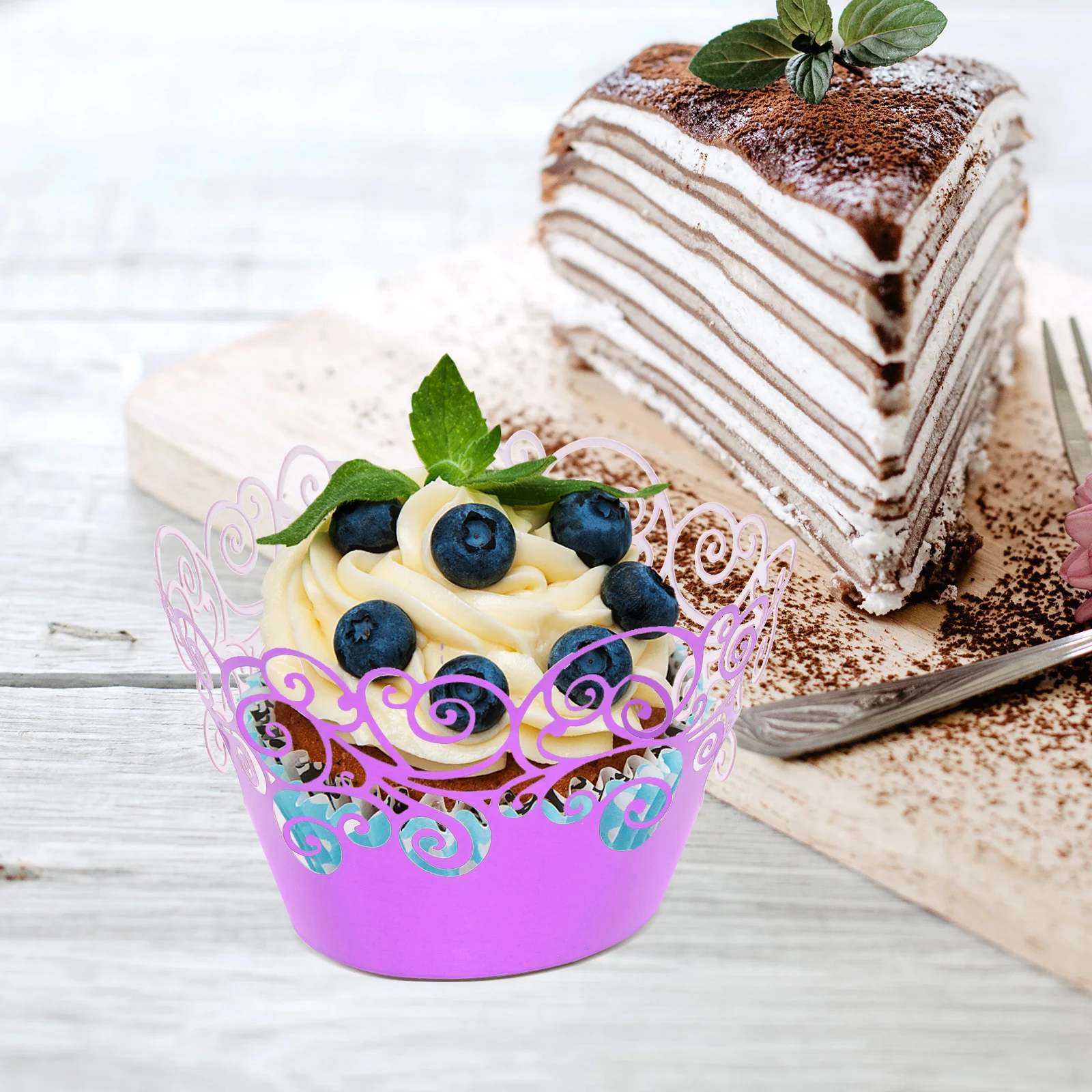 

50Pcs Hollow Cupcake Liners Aluminum Foil Baking Cups for Cupcakes Muffins Chocolates Greaseproof Non-Stick Ideal for Home