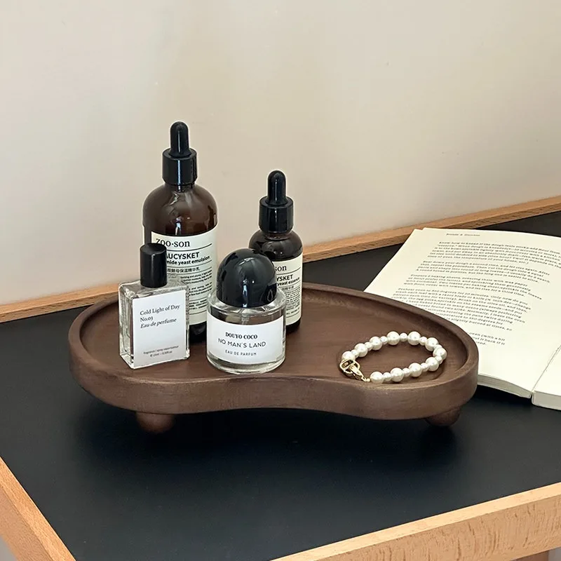 retro solid wood jewelry tray, perfume rack, aromatherapy tray, entrance key storage tray, home storage ornament.
