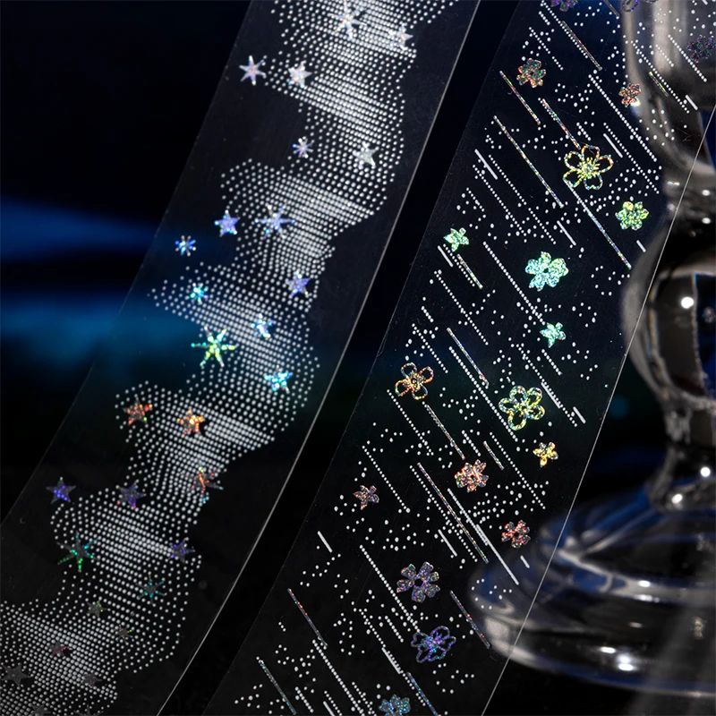 Journal GO 3x200cm When Stars Shine Tape Silver Craft Starry Sky Journal Decor Creative Collage Scrapbook Masking Tape
