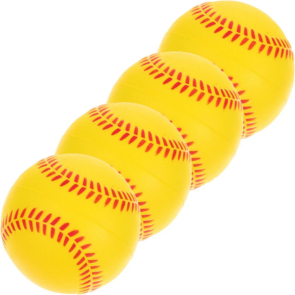 4 Pcs Sponge Kids Baseball Soft Softballs for Practice Children’s Toys Pu Training Baseballs Hitting Student