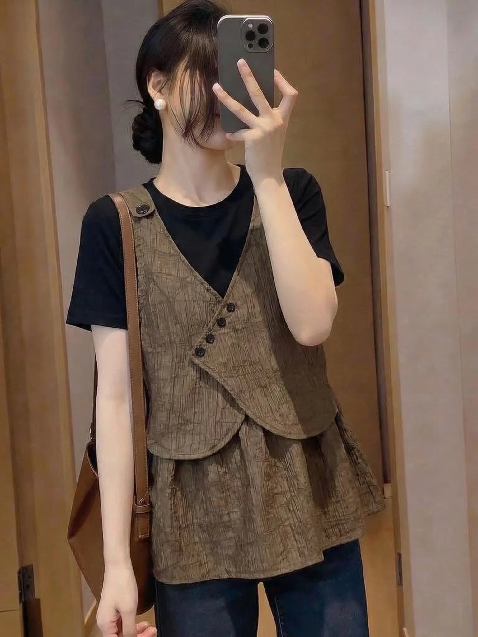 Fashionable Short Sleeve T-Shirt Women's Summer New plus Size Puffy Top Belly Concealing Korean Style Commute Wind Loose Fit