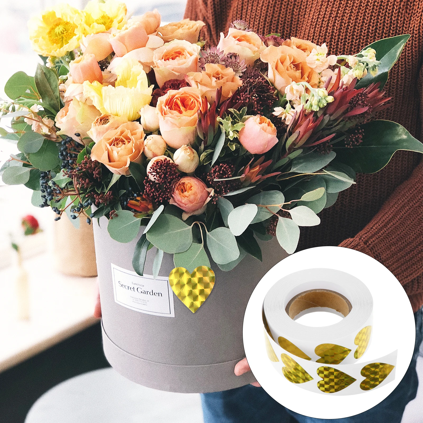 

Creative Heart Shaped Self-Adhesive Sealing Labels For Gift Bags Envelopes Wedding Birthday Party 1 Roll Of Colored Heart