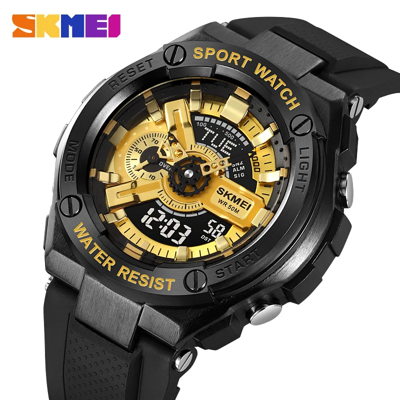 SKMEI Relojes Para Hombres Man Digital Sport Watch For Men Mens 5Bar Waterproof Stopwatch 4 Alarms World Time Wristwatches Clock