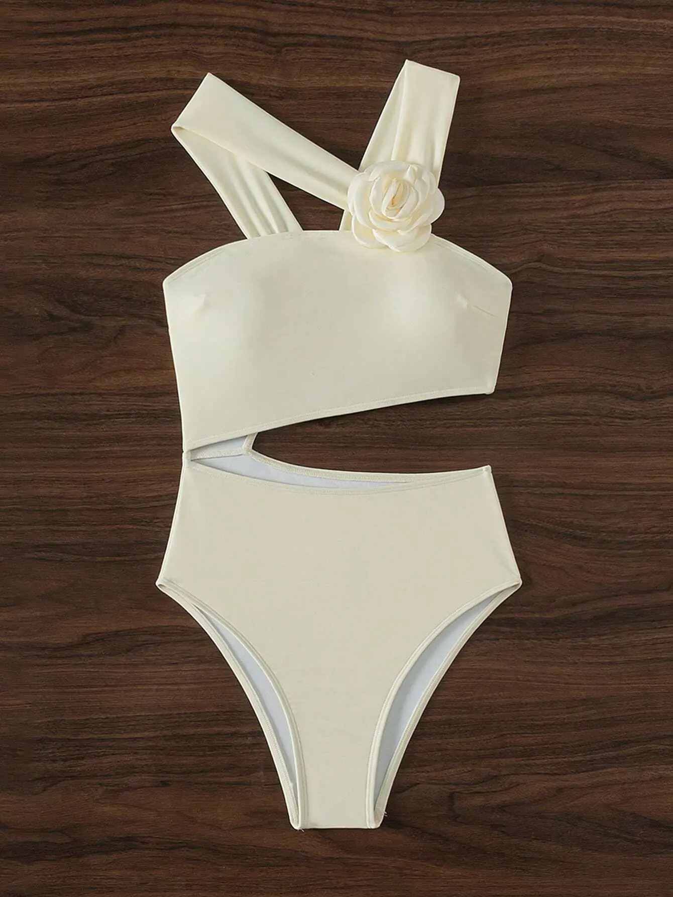 2026 New Sexy 3D Flower One Piece Swimsuit Solid Color Bathing Suit Monokini Female Swimwear Hollow Out Swimming Suit for Women