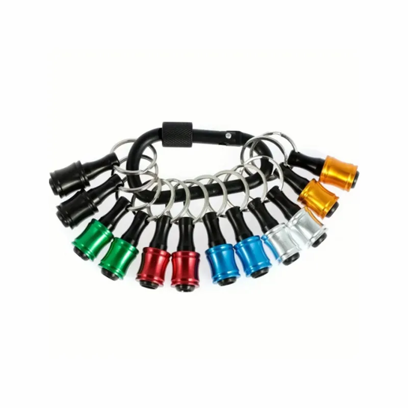 

Upgrade,Push to Unlock,6/12pcs 1/4 inch Hex Shank Aluminum Alloy Screwdriver Bits Holder Quick-change Extension Bar Keychain