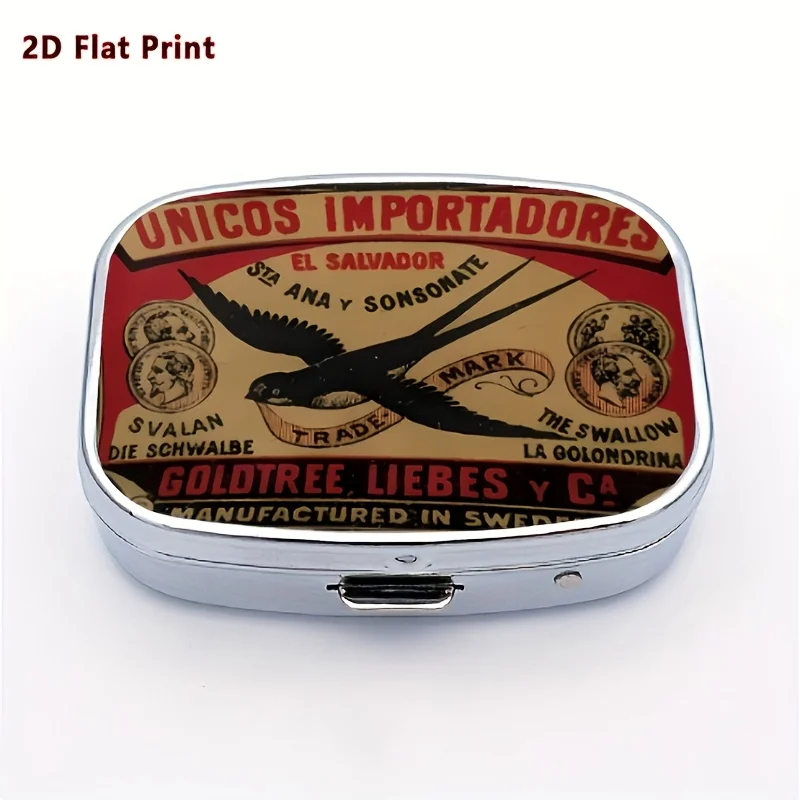 A Rectangular Dual-Compartment Storage Box with a Vintage Flat Design Featuring a Crow and Floral Illustration - Floral Decorative Organizer, Moisture-Proof, Portable, Multi-Functional Storage, Suitable for Travel and Daily Use, Compact Storage Container, Gift-Giving Item, Holiday Gift, and Other Portable Storage Organizers