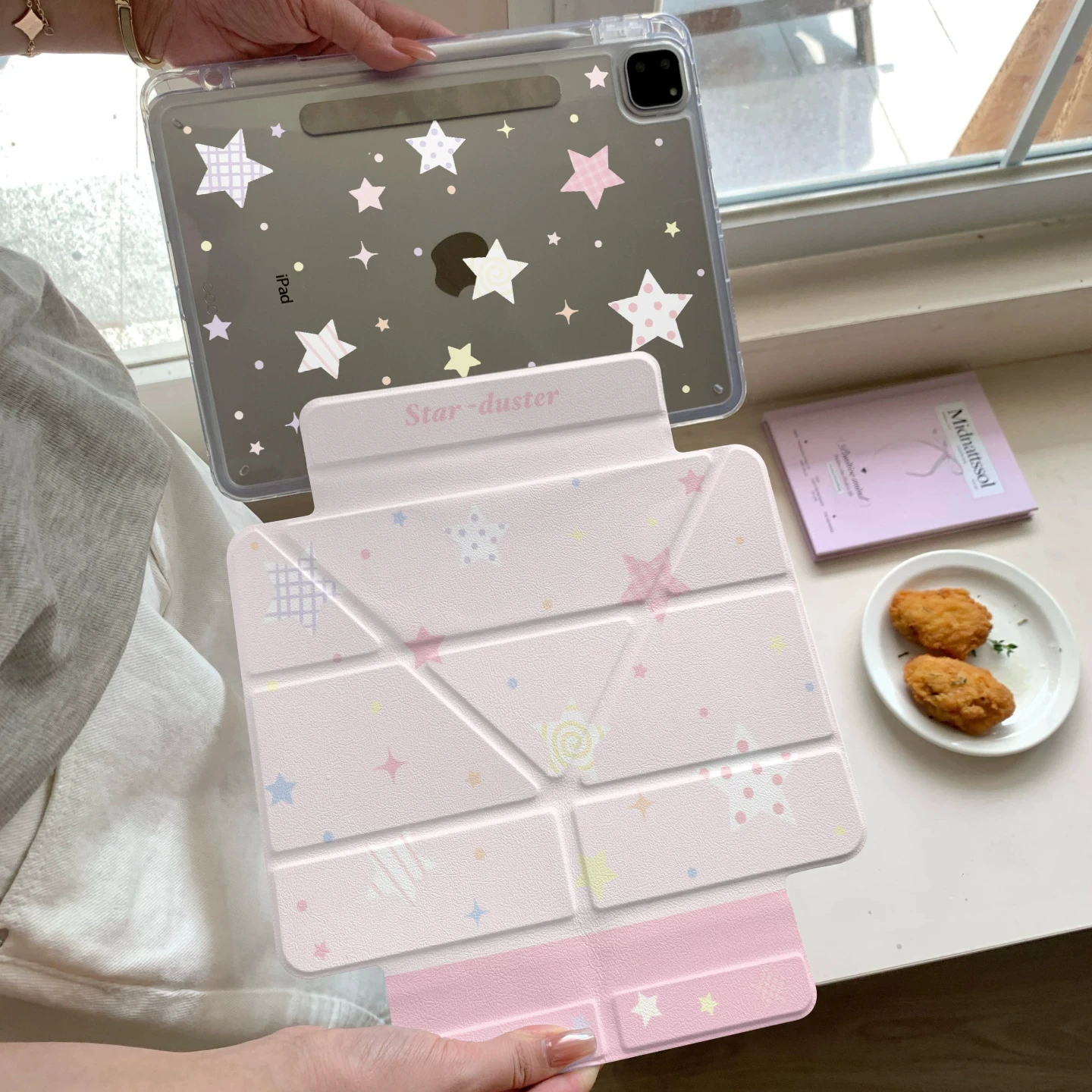 Ins Korean Pink Cute Stars Y2K Tablet Case For iPad Pro 13in 11th M5M4 12.9in A16 7/8/9/10th Air4/5/6/7 11in M2 M3 Mini Cover