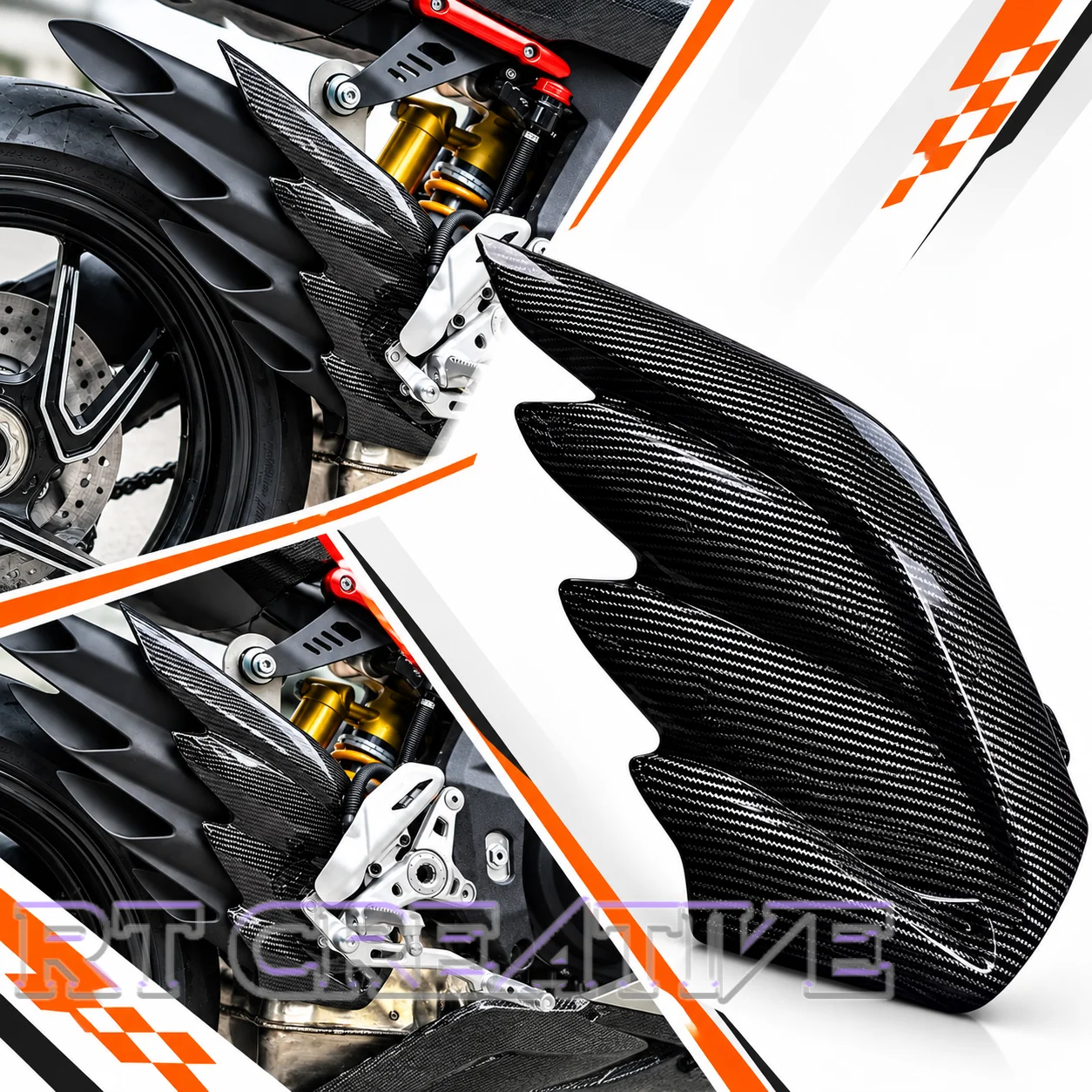 Real Carbon Fiber Exhaust Heat Shield Cover Fit QJMOTOR SRK921RR, Anti-Burn Exhaust Protector Mod