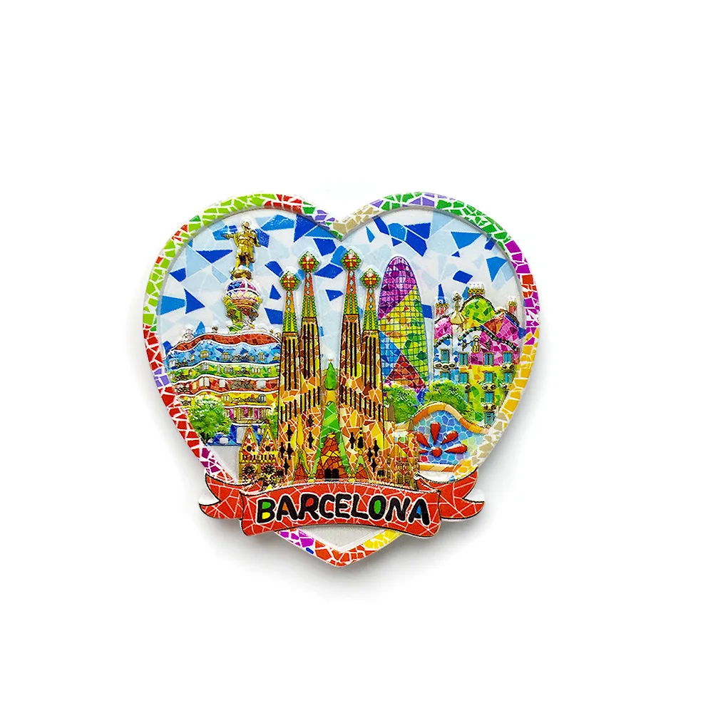 

Barcelona 3D Powerful Refrigerator Sticker, Sagrada Famycel Style, Tourist Souvenirs, Kitchen Decor