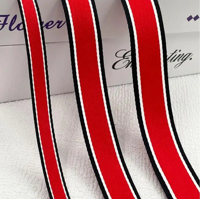 1-2.5cm Knitted Polyester Ribbon Intercolor Stripe Nylon Strip Clothing Accessories Rolling Edge Strip in Stock Size 50