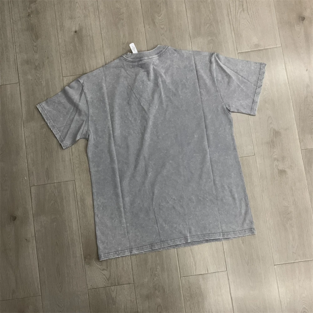 Washed Gray DUAA Tiger Print Vintage Short Sleeve T-shirt Men Women T Shirt Tops Tee