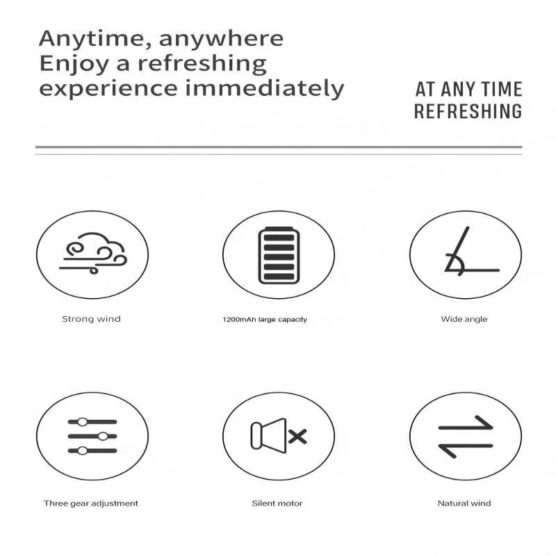 Portable USB Rechargeable Mini Handheld Neck Fan for Summer, Outdoor, Camping, Hiking, Traveling & Cooling