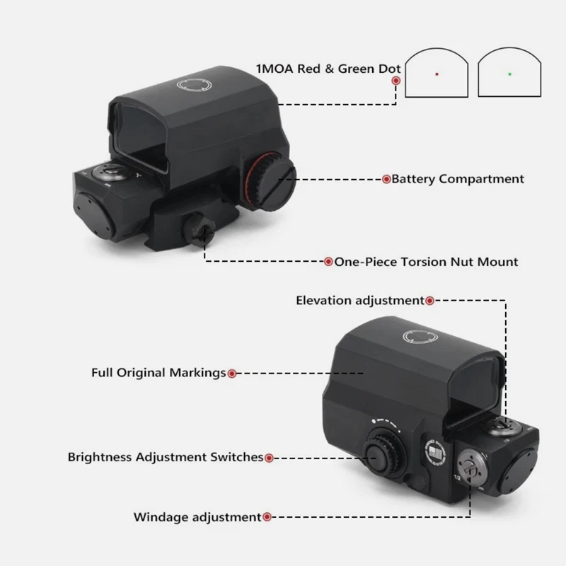 L-C-O الأحمر والأخضر نقطة البصر المجسم البصر التكتيكية بنادق نطاقات الصيد نطاقات منعكس البصر صالح 20 مللي متر السكك الحديدية جبل