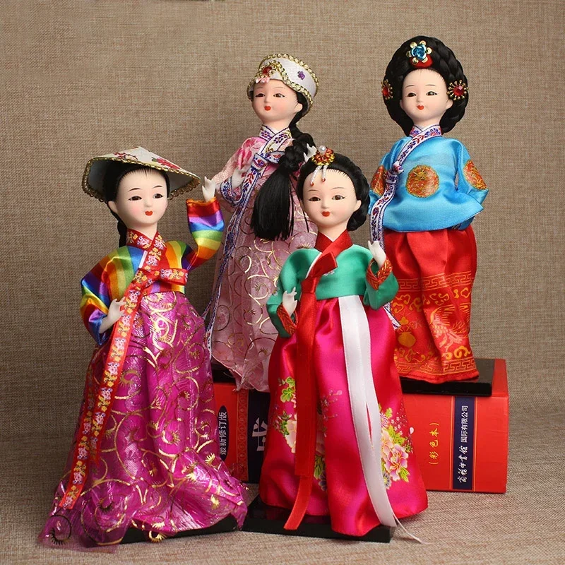 24CM Korea Hanbok Traditional Resin Doll Furnishing Decorative Crafts Doll Creative Adorable Doll For Wedding Ornaments