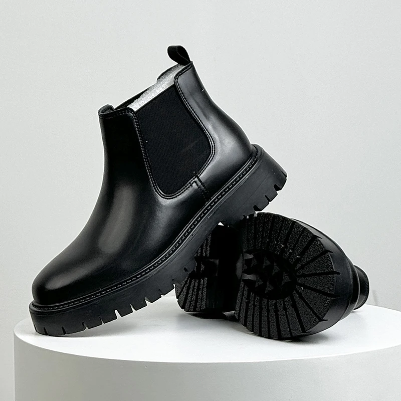 

Classic Men Winter Warm Ankle Boots Men Casual Thick-soled Anti-slip Ankle Boots Versatile Fashionable Leather Boots Work Boots