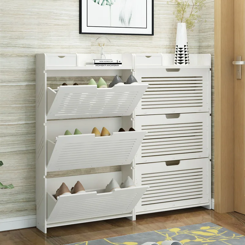 Ultra-thin tipping bucket shoe cabinet 17cm simple European small apartment space-saving entrance