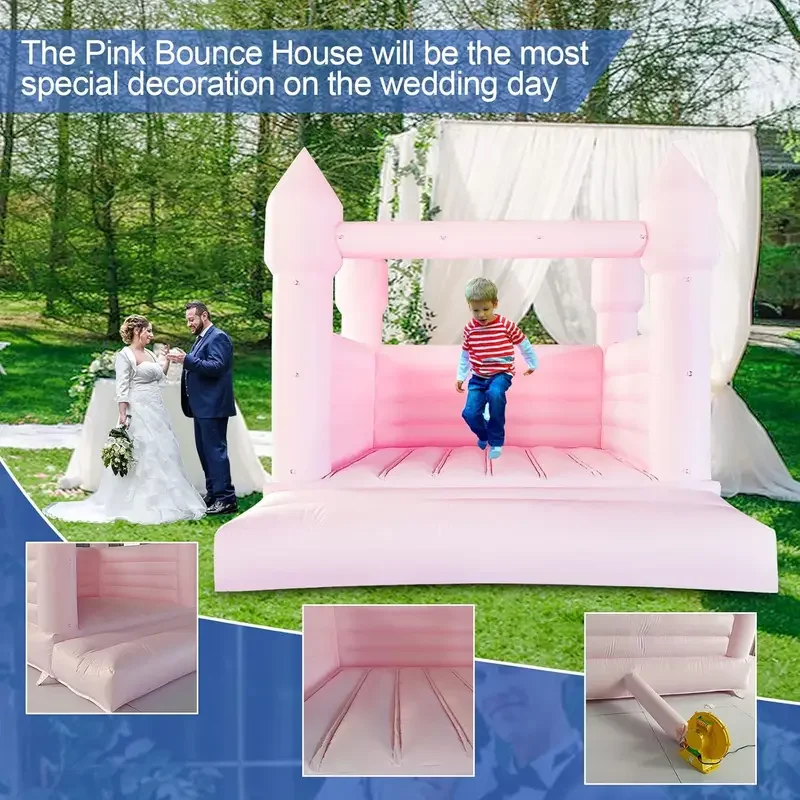 Grand Château Gonflable Rose en PVC 100% pour Enfant et Adulte, Maison Gonflable pour Mariage et ixd'Anniversaire