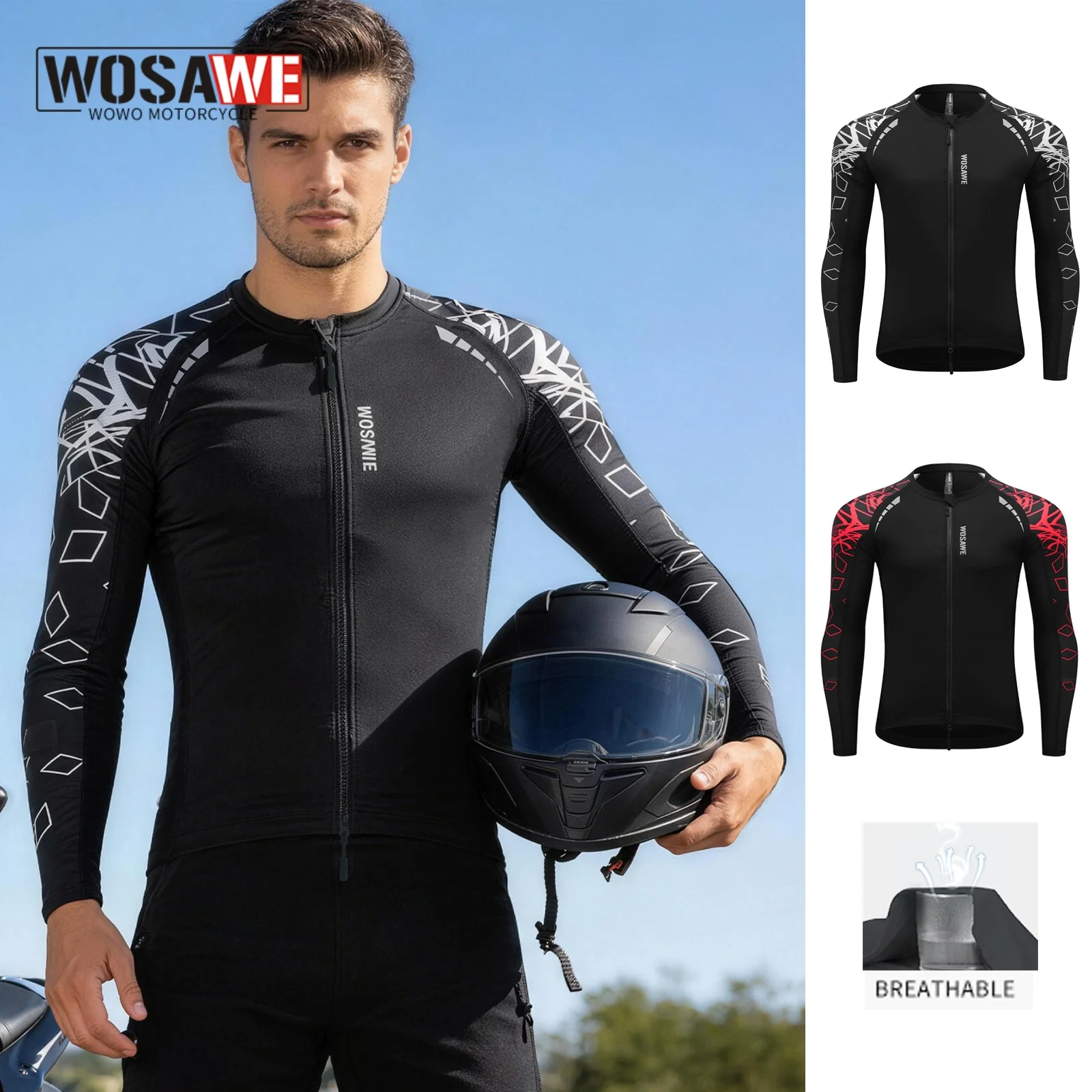 WOSAWE Men Summer Motorcycle Jacket For Men Breathable Off-road Jacket Night Reflective Motorbike Riding Coat