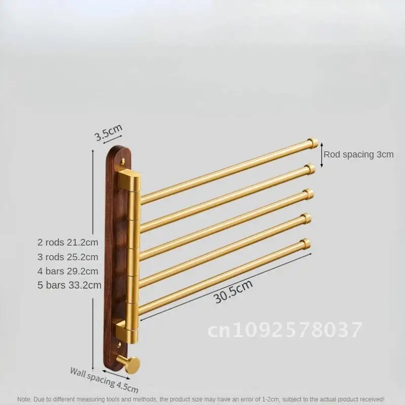 Bathroom Walnut Towel Rack, Rotating Multi-pole Towel Kitchen Space Aluminum Bar, Holder Towel