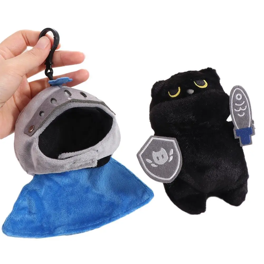 Accompanying Doll Shield Knight Cat Plush Doll Cartoon Cute Cat Plush Toy Soft Silly Black Cat Stuffed Toy Christmas Gift