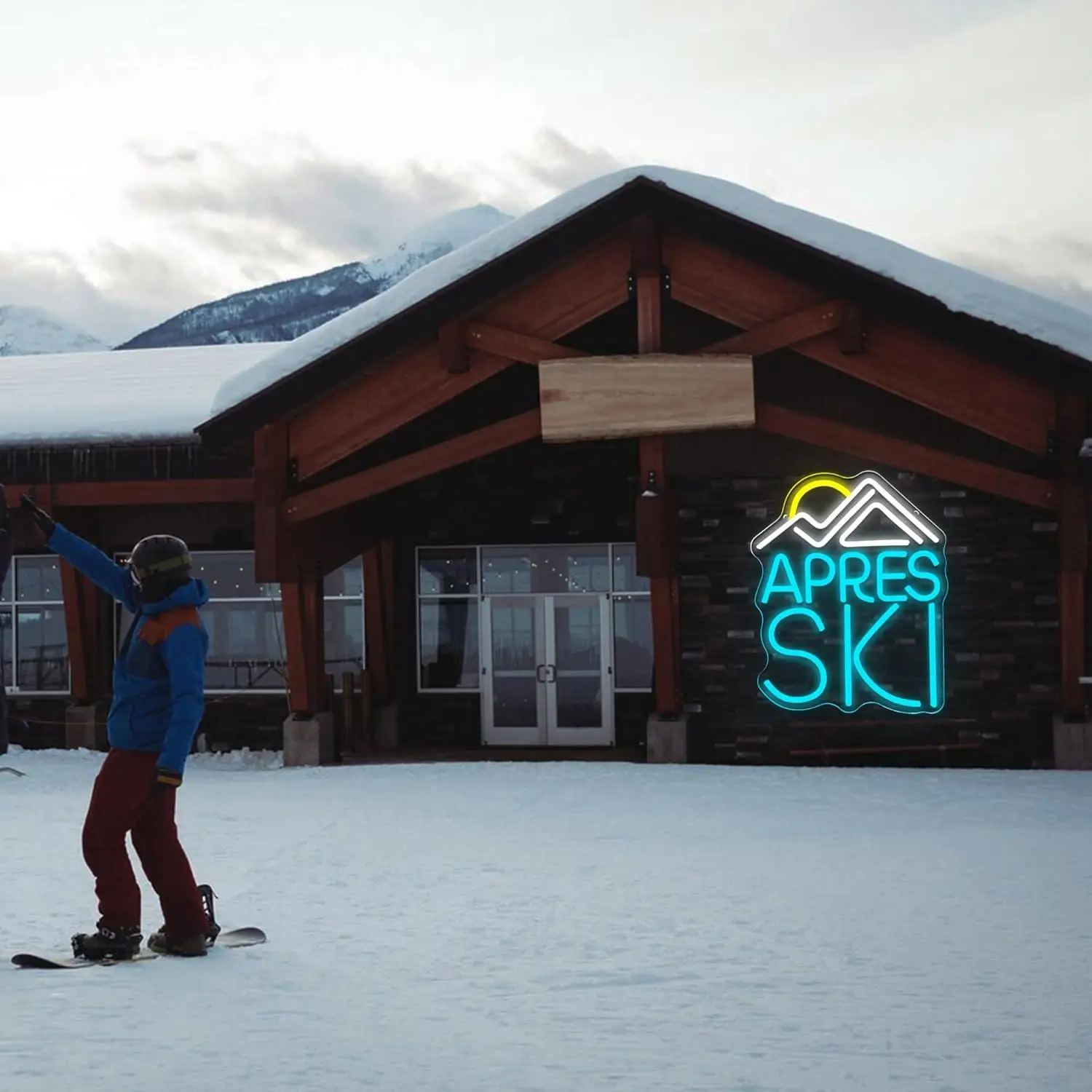 Apres Ski Neon Sign USB Dimmable LED Light for Ski Lodge Bar Man Cave Winter Sports Themed Wall Art Decor Signboard Light Gifts
