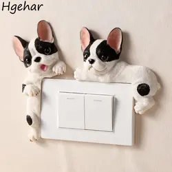 Creative Cute Dog Cartoon Switch Stickers Household Decorative 3D Wall Sticker Self Adhesive Art Decals Socket Protector Simple