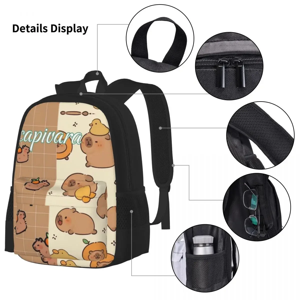 HOT Sale Cute Capybara School bag, pencil case, lunch bag combination