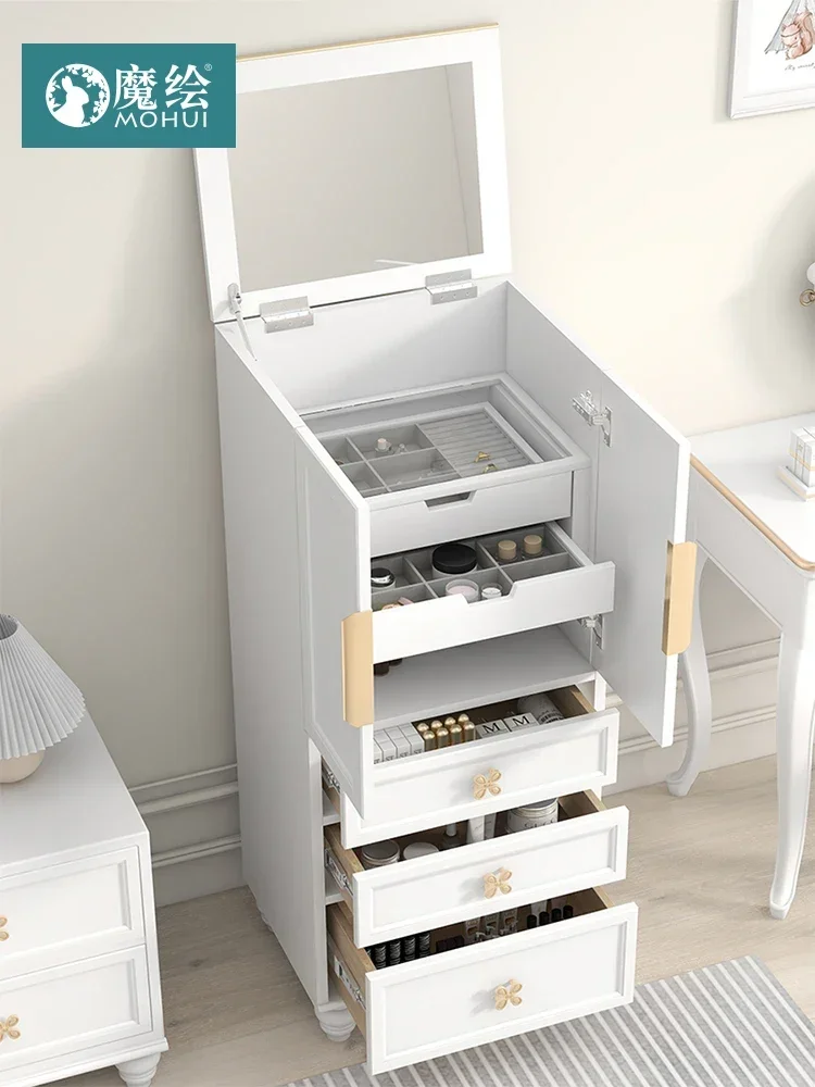 Wind Chest of Drawers Jewelry Cabinet Master Bedroom Flip Mirror Makeup Chest of Drawers Large Capacity Cloakroom Locker