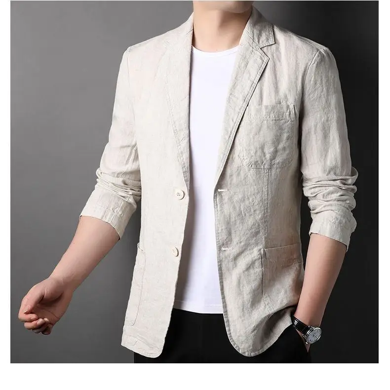 Leinen-Sonnenschutzjacke Blazer Modischer Herren-Outdoor-Reise-Hochzeits-Blazer Vielseitig Lässig Leicht Kühl Atmungsaktiv – Detail 17