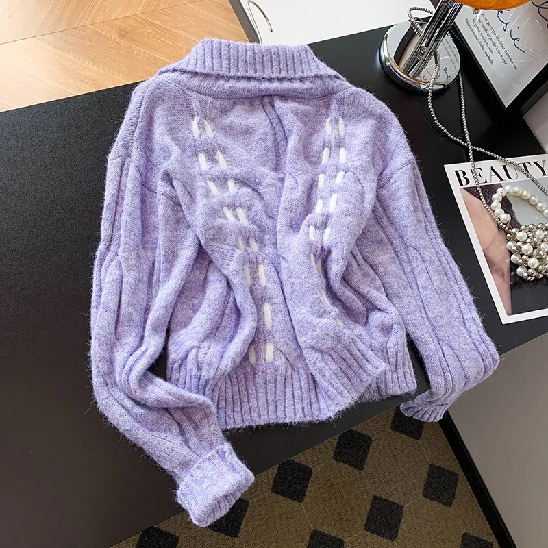 لطيف ort سترة سترة المرأة Faion الكورية Sle كسول خمر الخريف الشتاء ملابس خارجية معطف صغير طوق مفتوح الجبهة #3