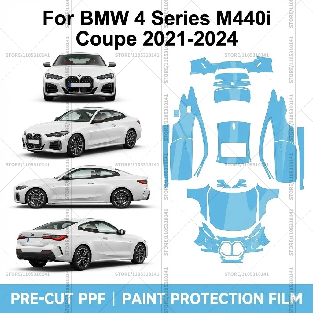 

Pre-Cut Paint Protection Film PPF Transparent Car Film Full Vehicle Automotive PPF For BMW 4 Series M440i Coupe 2021-2024