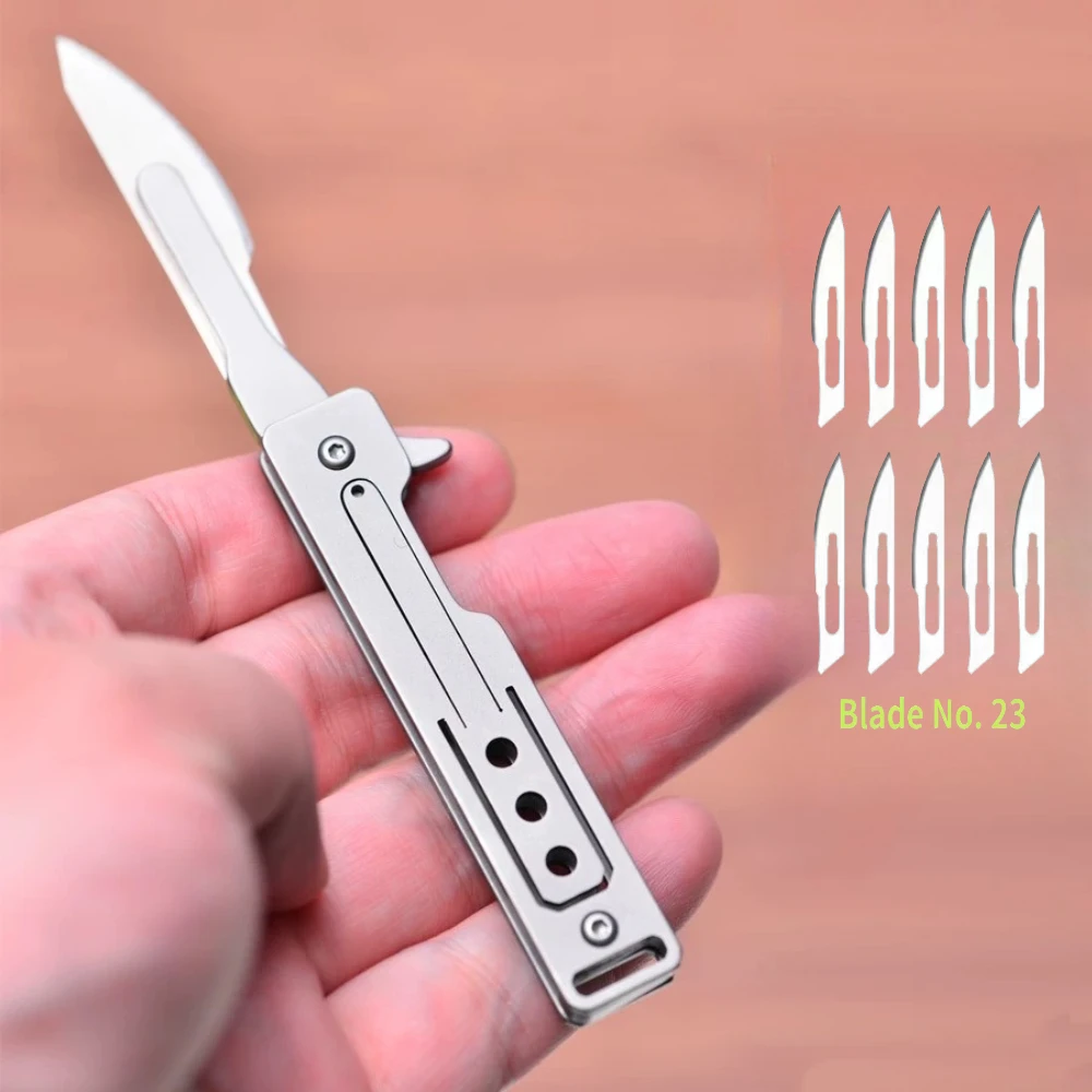 Hot Selling Titanium Alloy Surgical Knife, Quick Opening Folding Knife, EDC Unboxing Pocket Knife, Outdoor Camping Knife
